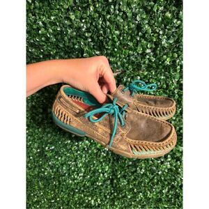 Twisted X Bomber and Turquoise Serrated Moc Sz 6